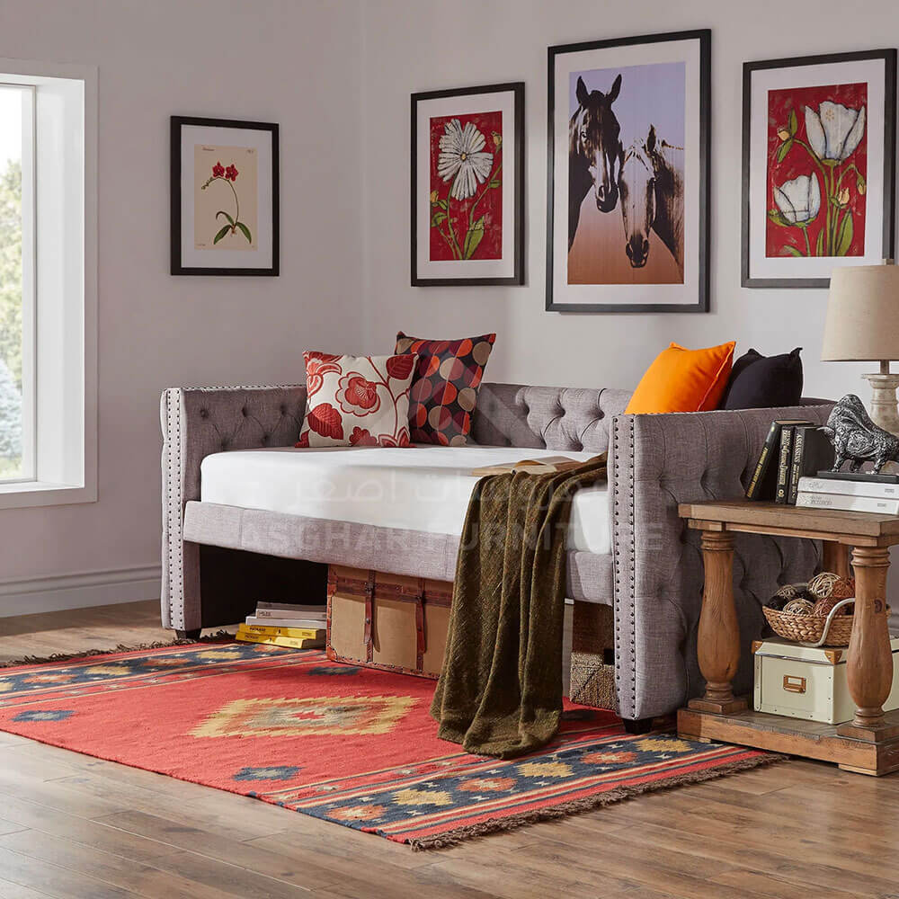 Tufted Nailhead Chesterfield Daybed with Trundle