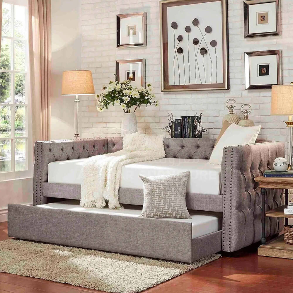 Tufted Nailhead Chesterfield Daybed with Trundle