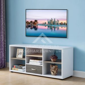 White 6-shelf TV Stand